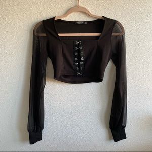 NWOT Nasty Gal Mesh Sleeve Crop